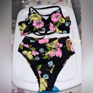 PINK 2 Piece Floral Bikini Set